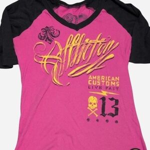 Affliction Pink & Black American Customs Graphic T-Shirt (Small) ‼️Price Firm‼️